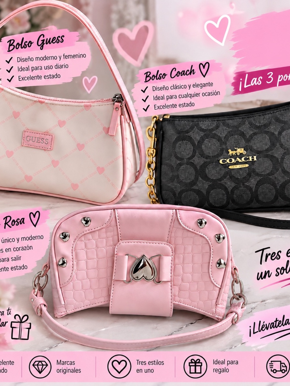 Guess Pink Heart-Accent Mini Shoulder Bag